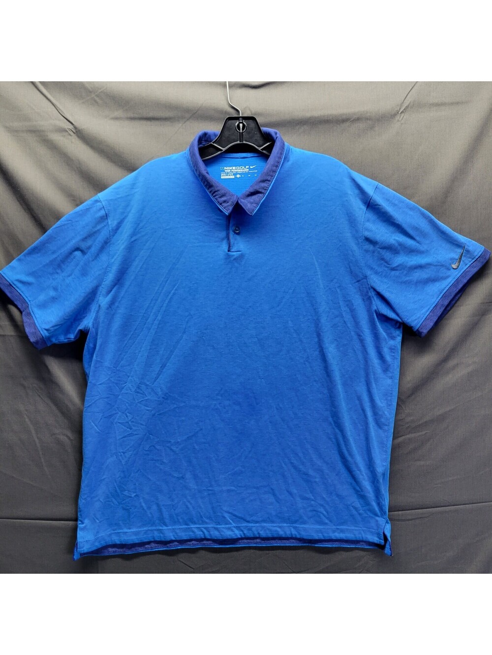 NIKE Golf Dri Fit Blue Polo Shirt Men’s - Button Collar XL